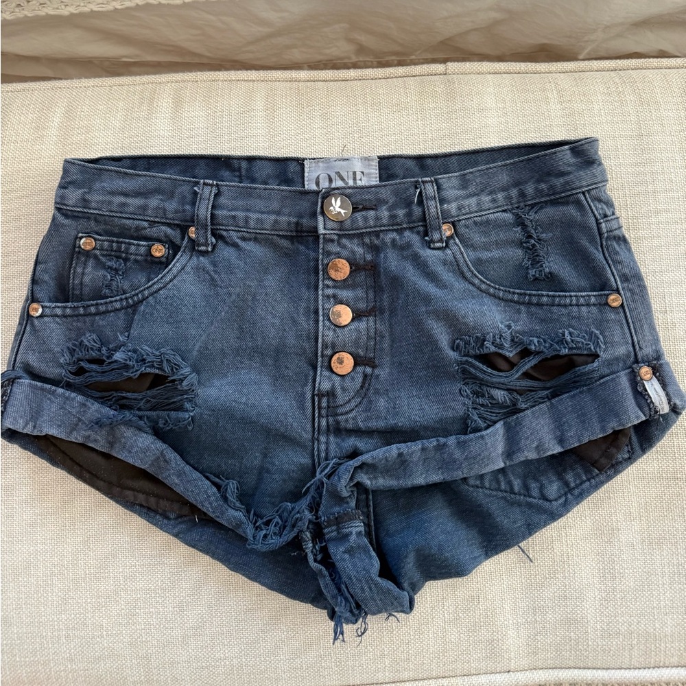 Great Condition One Teaspoon Dark Blue Jean Shorts